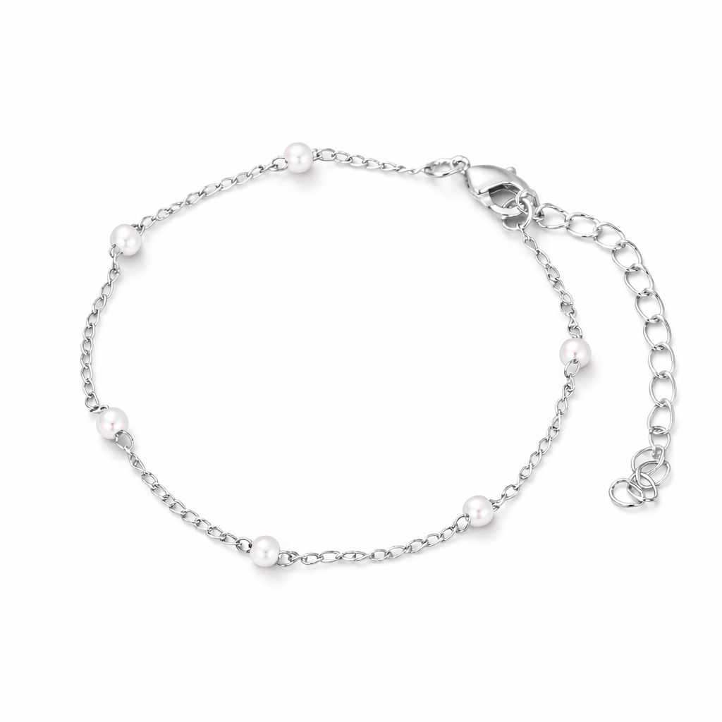 silver plated pearl chain bracelet, fashion jewellery