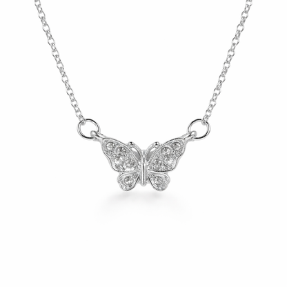 silver plated rhinestone butterfly necklace, fashion jewellery packshot