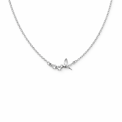 Silver plated rhinestone dove necklace, fashion jewellery packshot