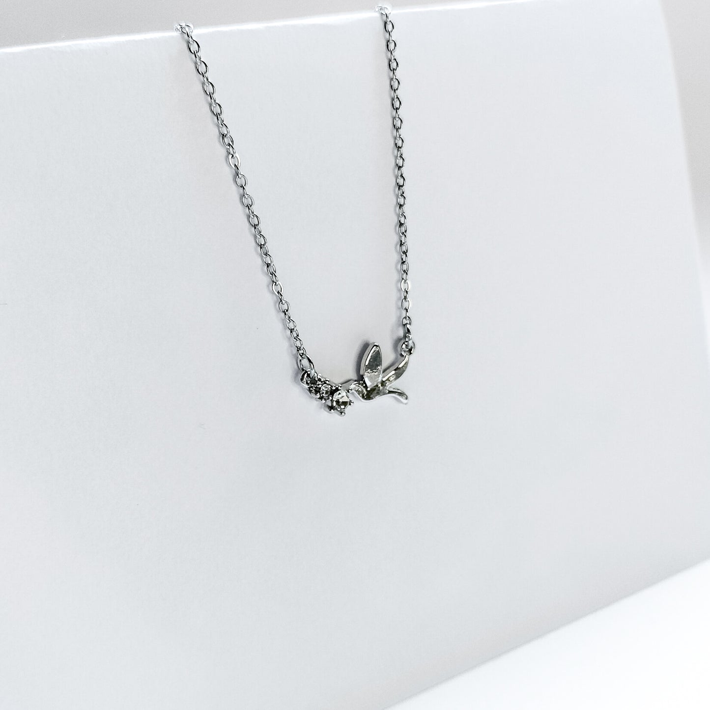 silver plated rhinestone dove necklace, fashion jewellery