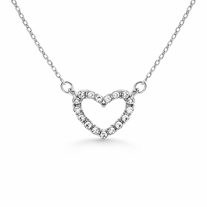 silver plated rhinestone heart necklace, fashion jewellery packshot