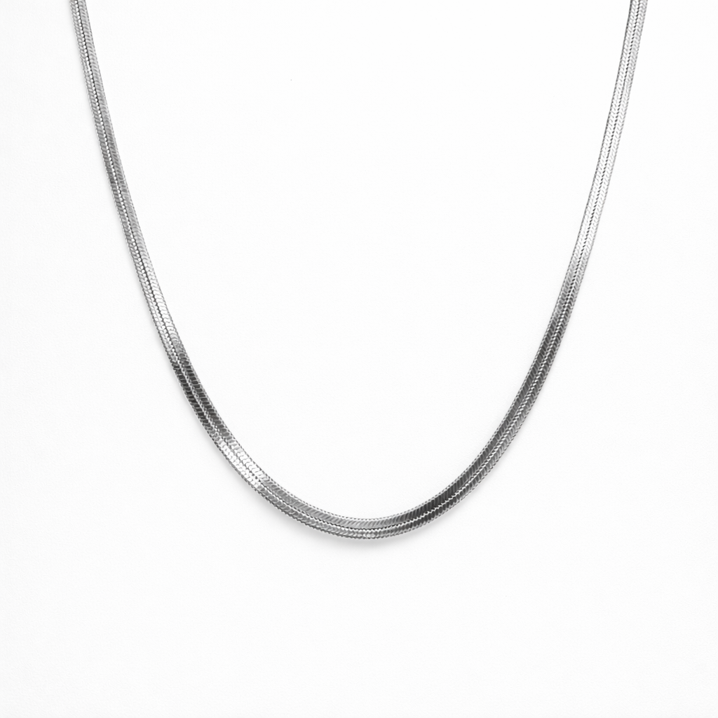 silver plated snake chain necklace 3mm, fashion jewellery packshot