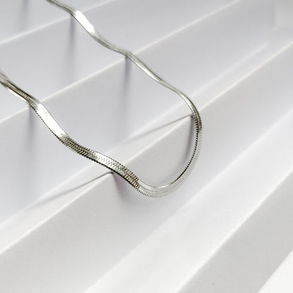 silver plated snake chain necklace 3mm, fashion jewellery