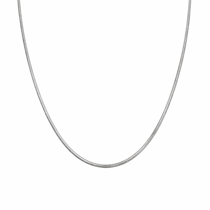silver plated thin snake chain necklace, fashion jewellery packshot