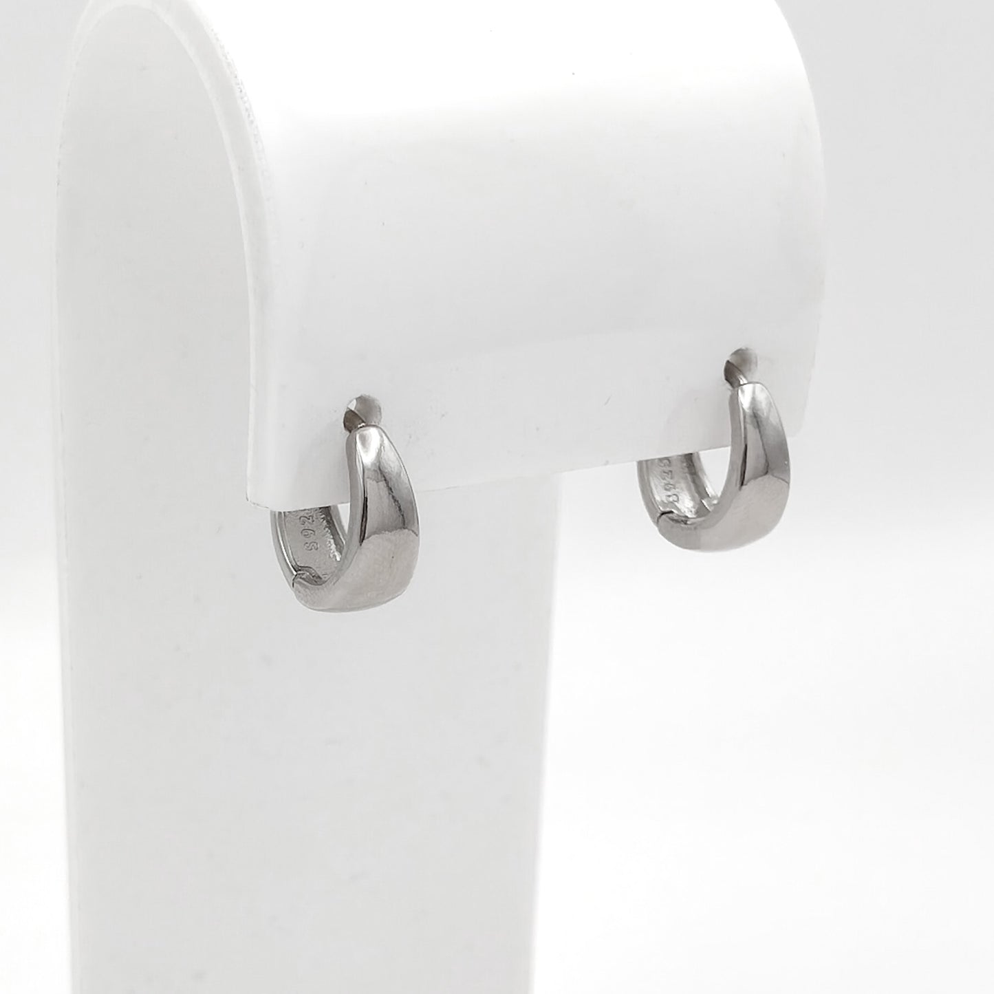 small sterling silver drop huggie earrings, hypoallergenic jewellery