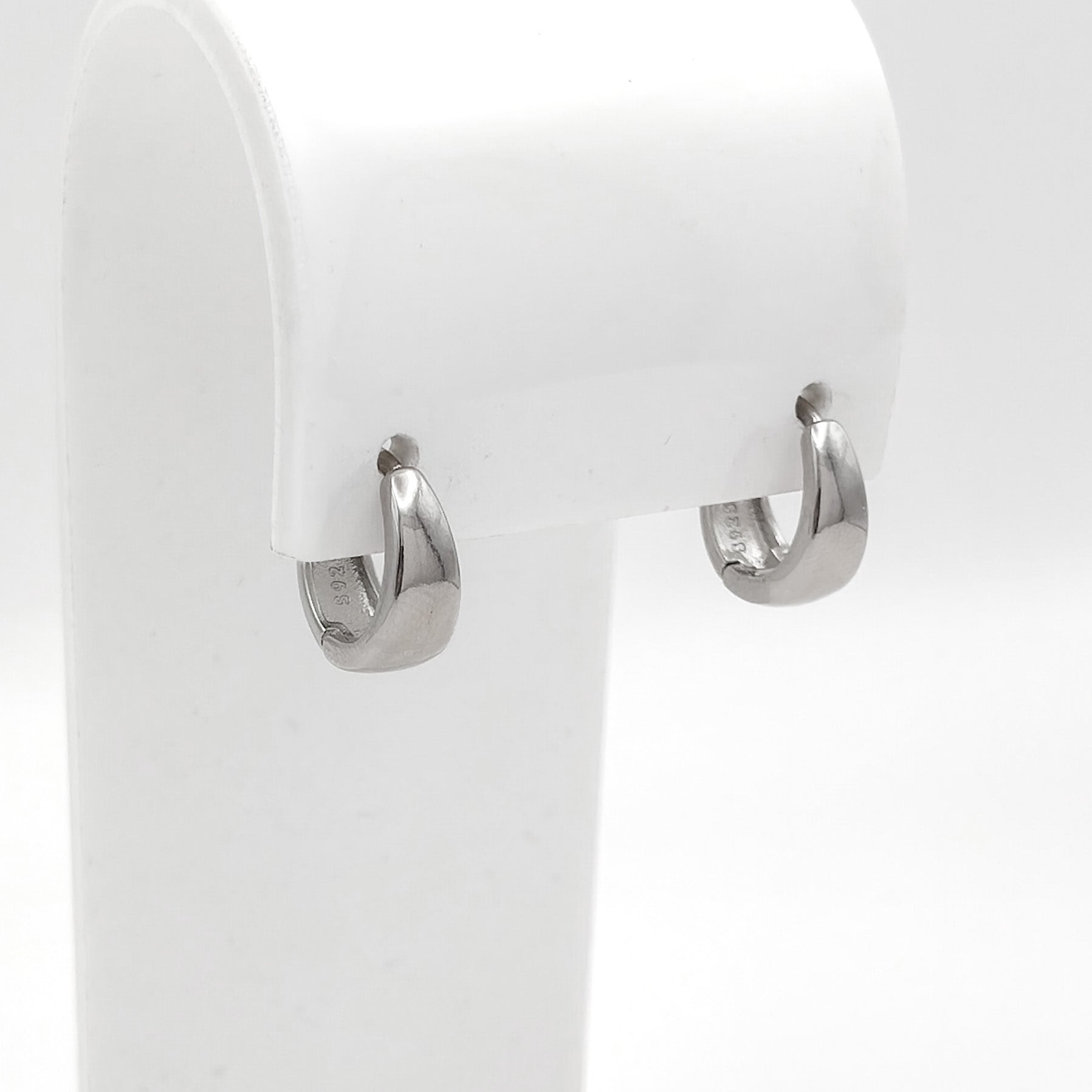 small sterling silver drop huggie earrings, hypoallergenic jewellery