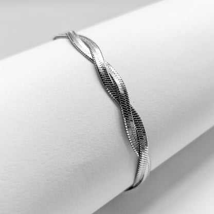 stainless steel braided snake chain bracelet, water & tarnish proof