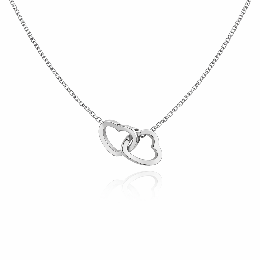Stainless steel linked hearts necklace, waterproof and tarnish resistant