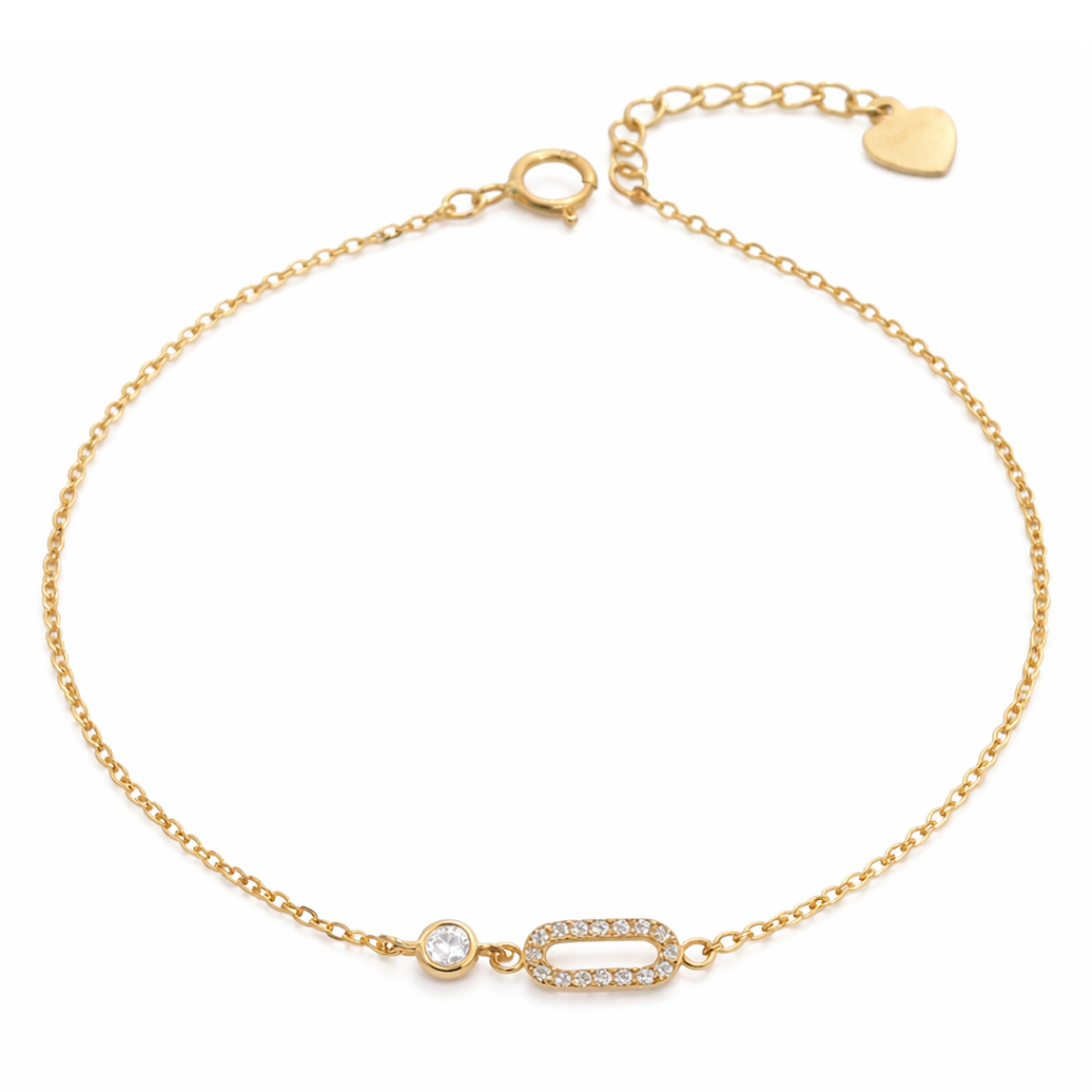 sterling silver cubic zirconia link bracelet, gold-plated hypoallergenic jewellery
