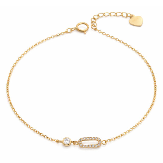 sterling silver cubic zirconia link bracelet, gold-plated hypoallergenic jewellery