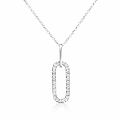 925 Sterling silver cubic zirconia oval link pendant necklace, hypoallergenic jewellery