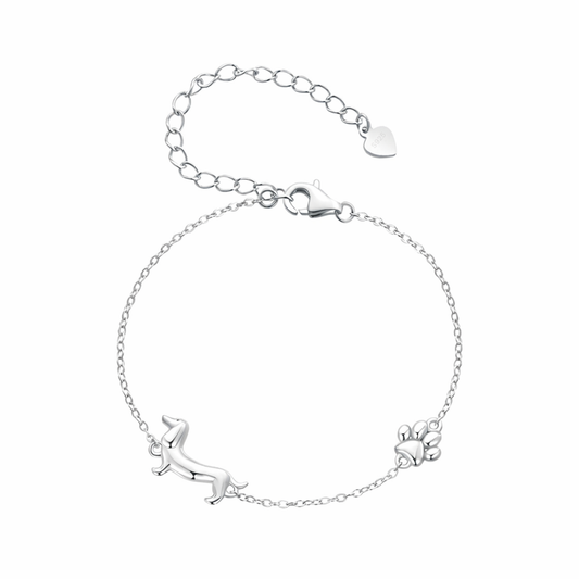sterling silver dachshund charm bracelet (hypoallergenic jewellery)