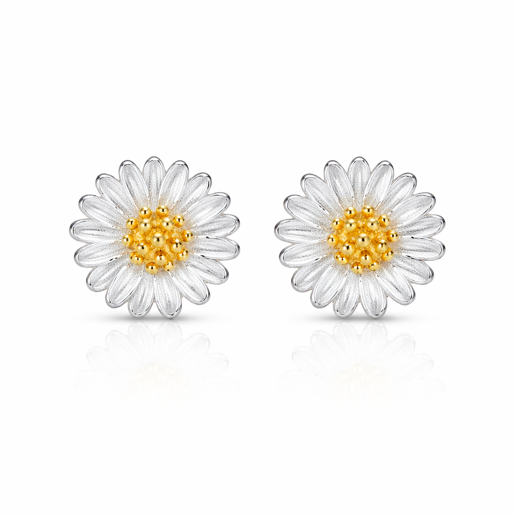 sterling silver daisy stud earrings (hypoallergenic jewellery)