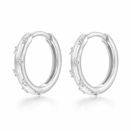sterling silver small cubic zirconia huggie earrings (hypoallergenic jewellery)