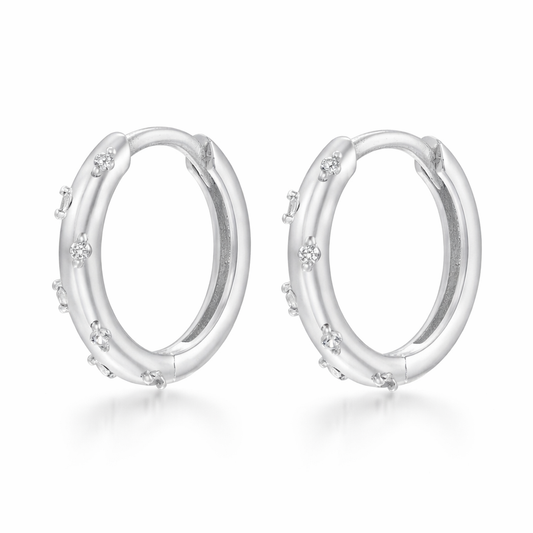 sterling silver small cubic zirconia huggie earrings (hypoallergenic jewellery)
